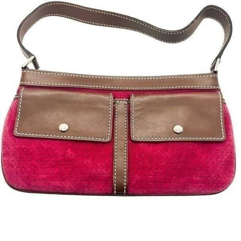 Lambertson Truex Shoulder Bag Pink Suede Brown Pu… - image 1