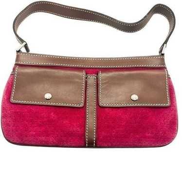 Lambertson Truex Shoulder Bag Pink Suede Brown Pu… - image 1