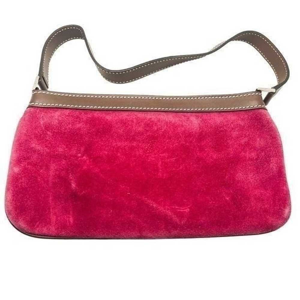 Lambertson Truex Shoulder Bag Pink Suede Brown Pu… - image 2