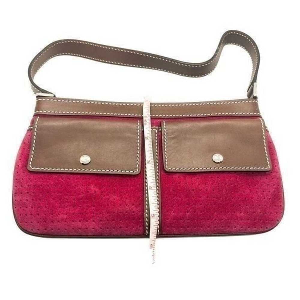 Lambertson Truex Shoulder Bag Pink Suede Brown Pu… - image 7