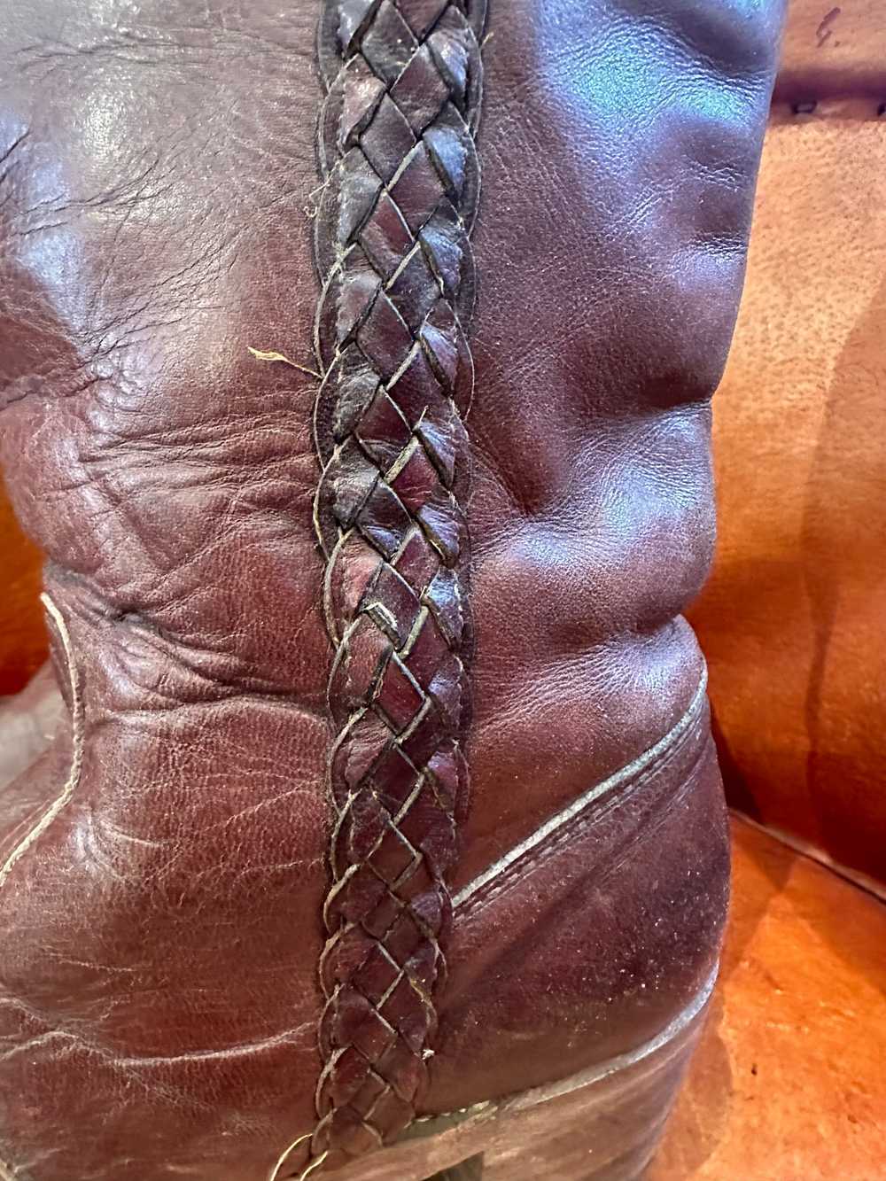 Women's Tall FRYE Braided Riding Boots - 8.5b - image 2