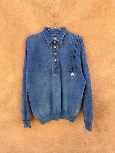 Blue Willis Cotton Sweater - Made in Scotland