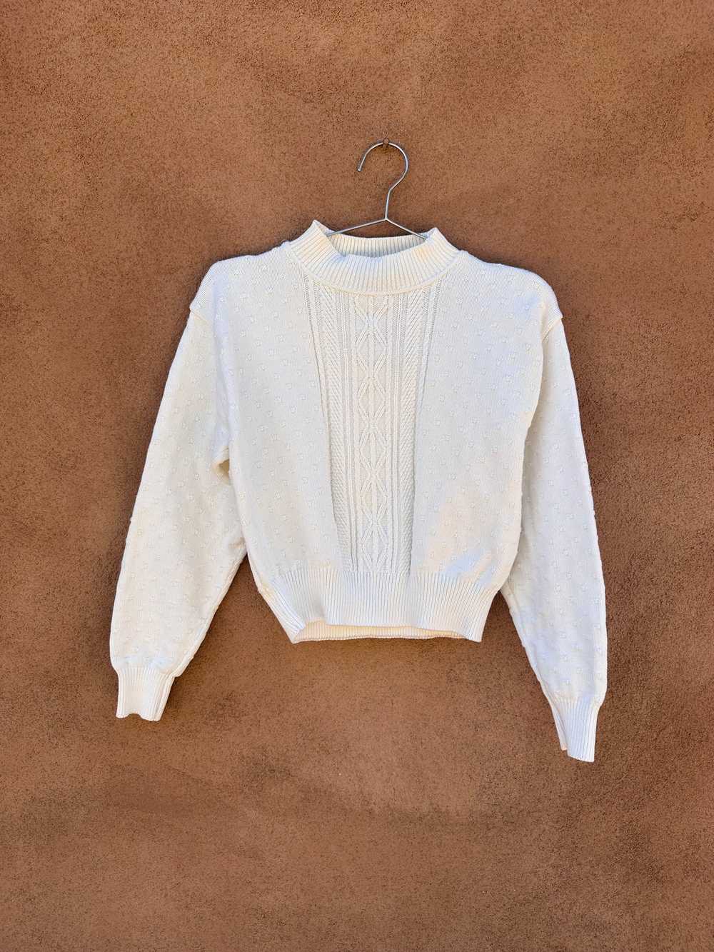 LizSport Cropped Petite Cream Cotton Sweater - image 1