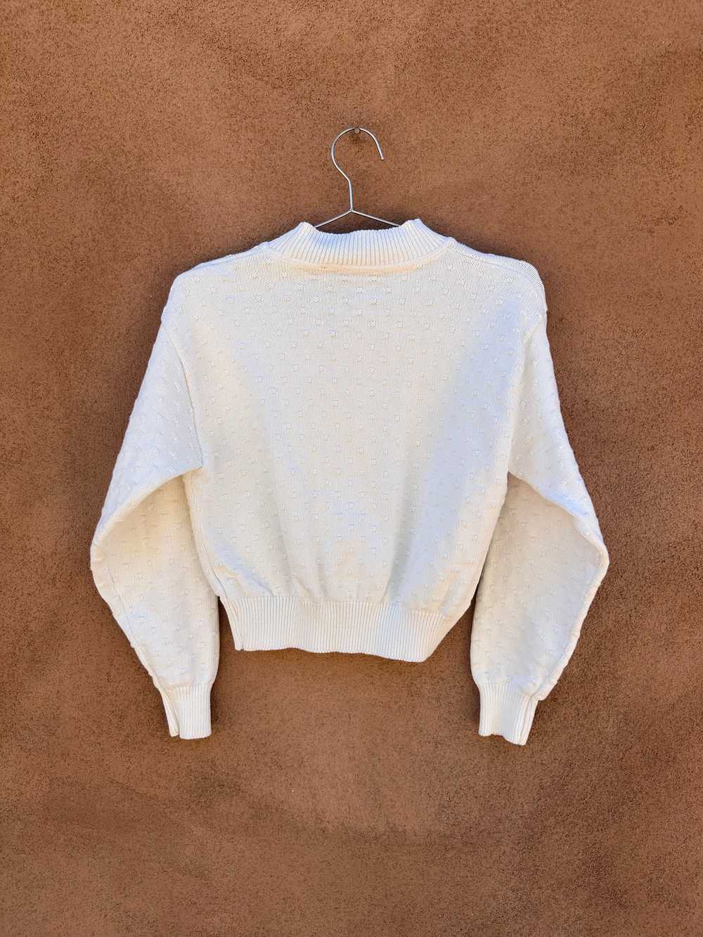 LizSport Cropped Petite Cream Cotton Sweater - image 3