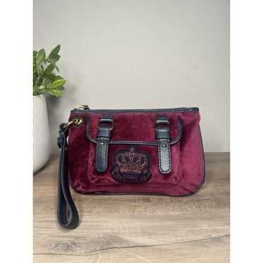 Juicy Couture Rare Y2K Wine Velour Leather Wrist … - image 1