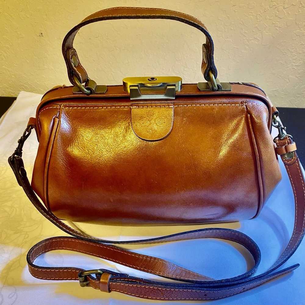 Vintage PATRICIA NASH 100% Leather Handbag Brown … - image 10