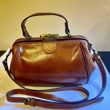 Vintage PATRICIA NASH 100% Leather Handbag Brown … - image 1