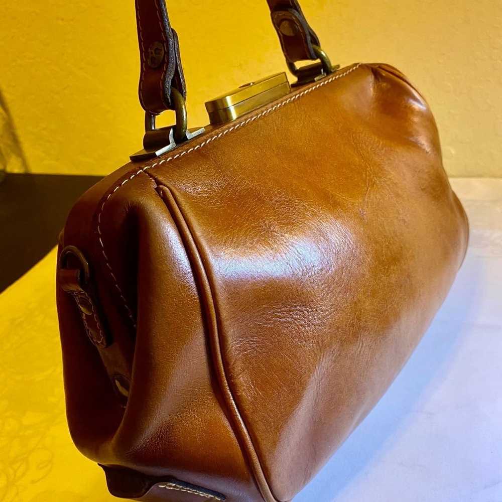 Vintage PATRICIA NASH 100% Leather Handbag Brown … - image 3