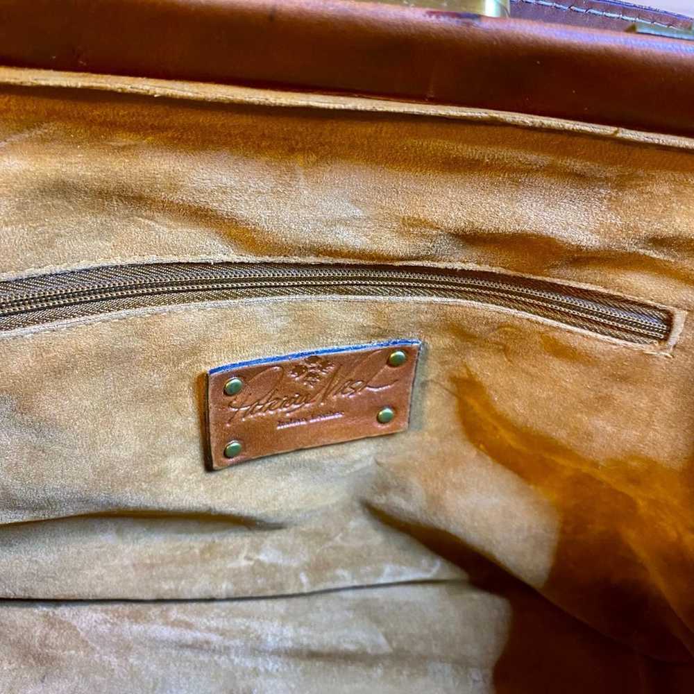 Vintage PATRICIA NASH 100% Leather Handbag Brown … - image 4
