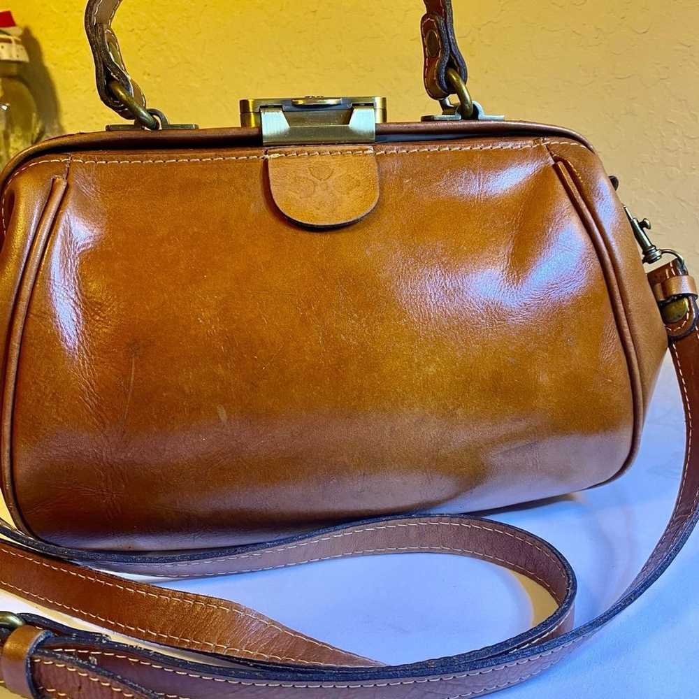 Vintage PATRICIA NASH 100% Leather Handbag Brown … - image 7