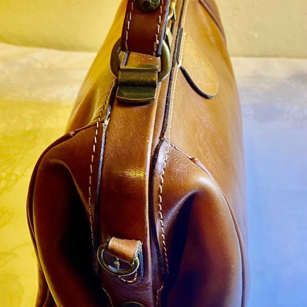Vintage PATRICIA NASH 100% Leather Handbag Brown … - image 8