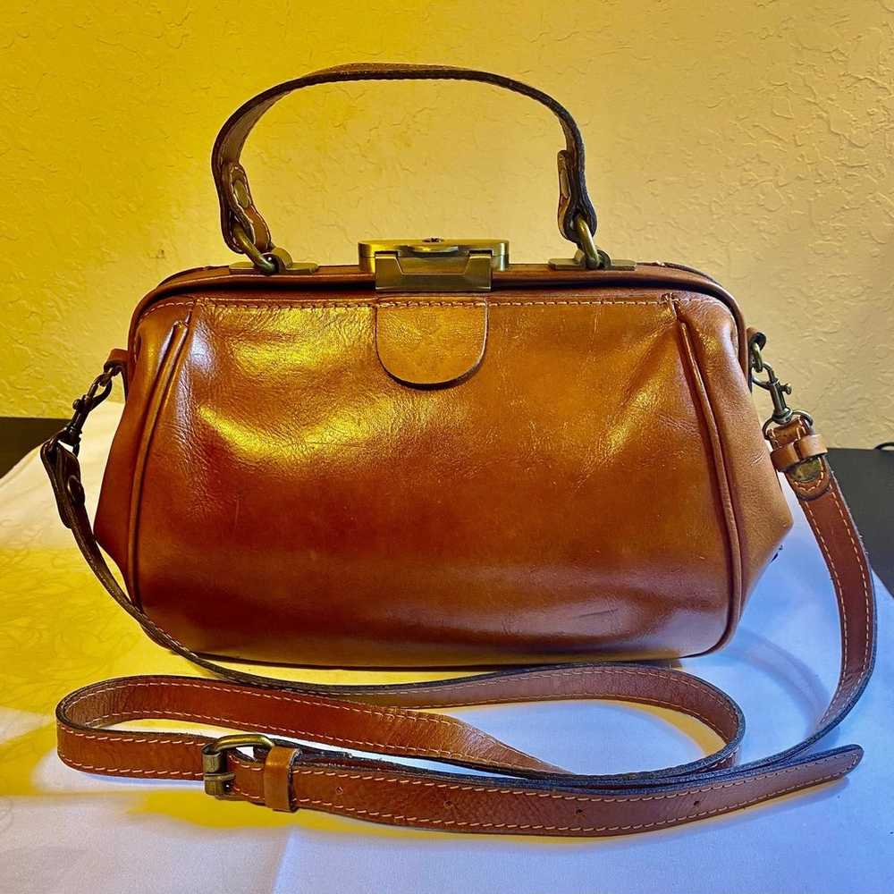 Vintage PATRICIA NASH 100% Leather Handbag Brown … - image 9