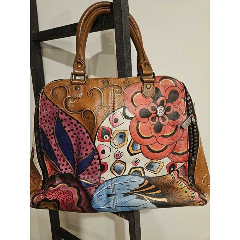 Anuschka Leather Hand Painted Abstract  Bag  Mult… - image 1