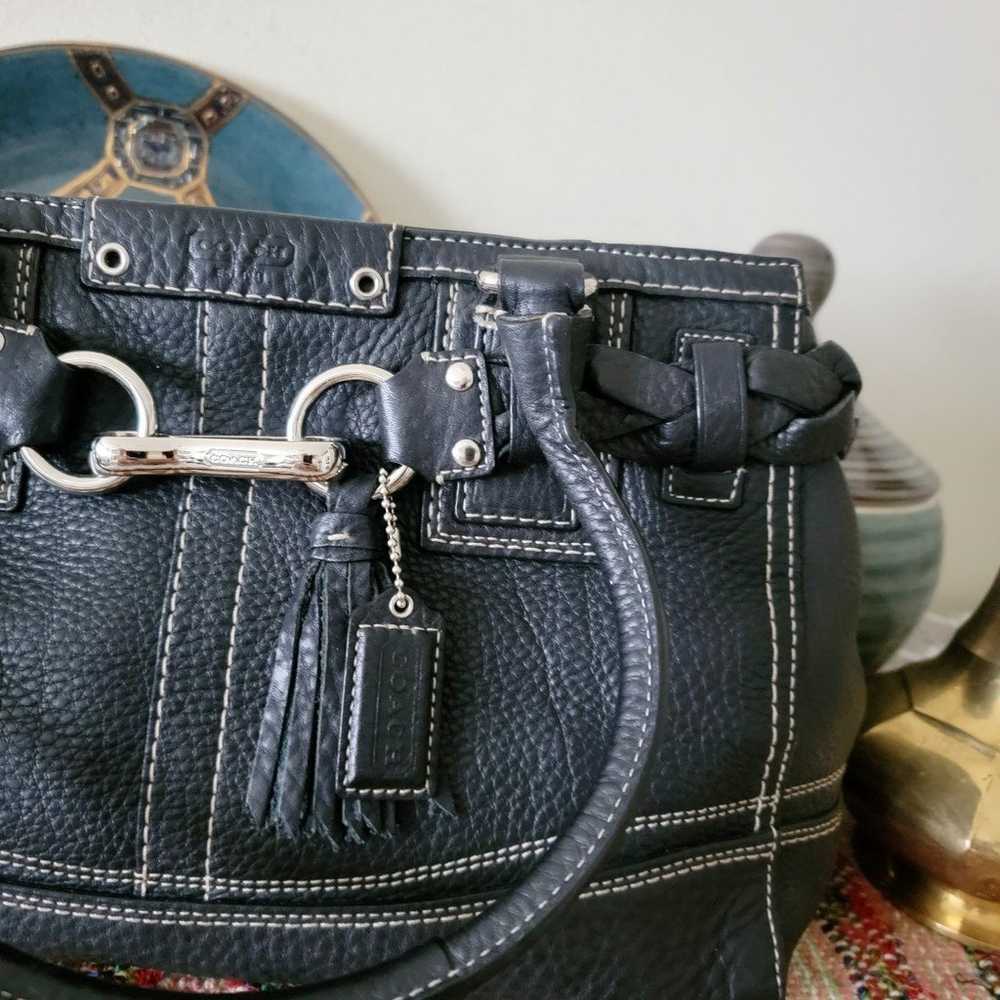Coach black hampton shoulder bag with tassel charm - image 4