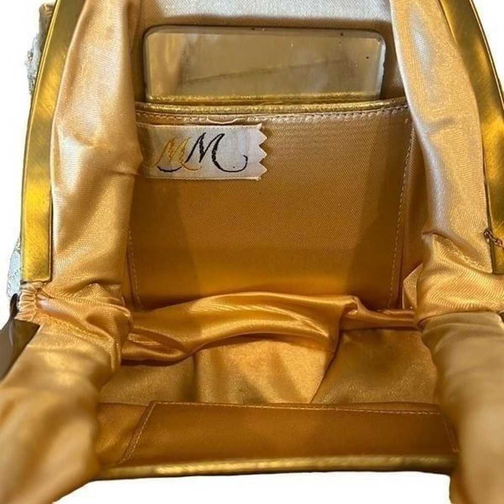 Vintage MM Gold Rare Tone Evening Bag Purse & Lon… - image 3