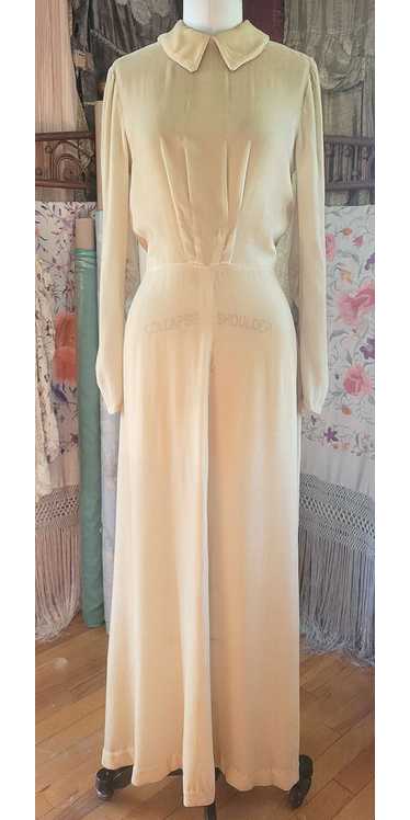 1930s Ivory Velvet Dress