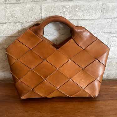 Parker Clay Brown Rust Woven Leather Acacia Cross… - image 1