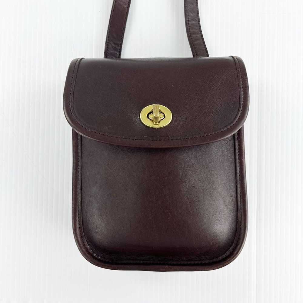 Vintage Coach Scooter Sidepack Brown Leather Cros… - image 2