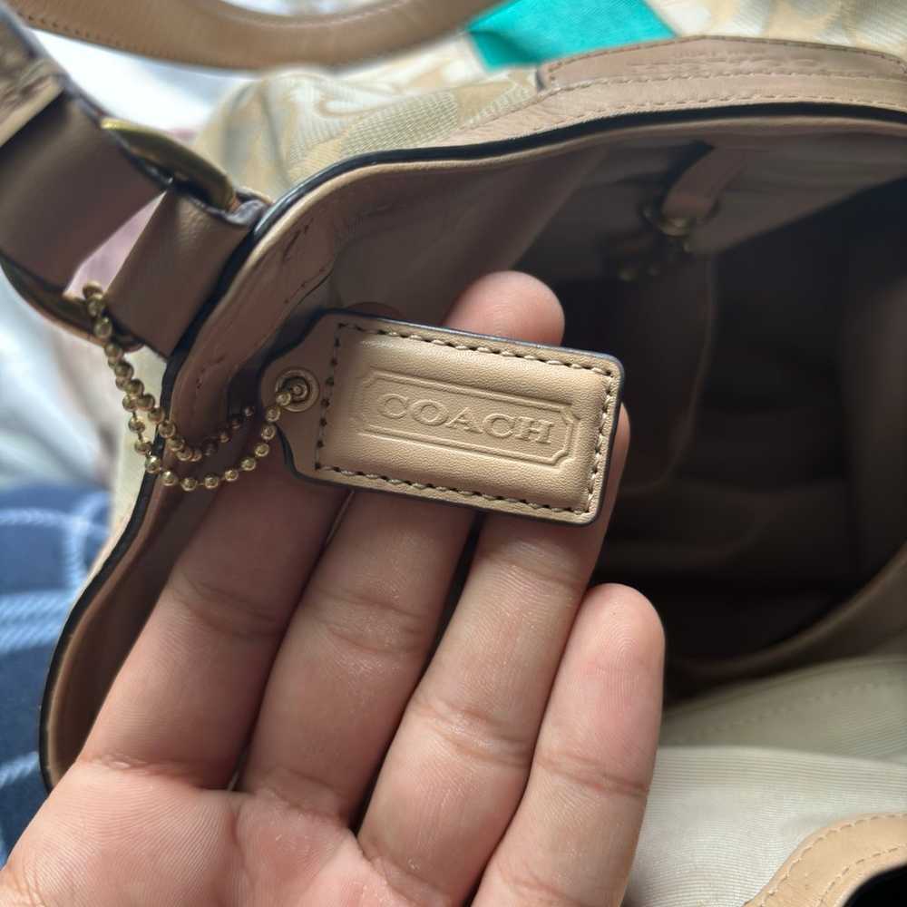 Coach Beige/Green Signature Canvas and Leather De… - image 7