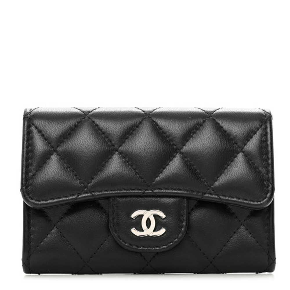 CHANEL Lambskin Quilted Flap Card Holder Wallet B… - image 1