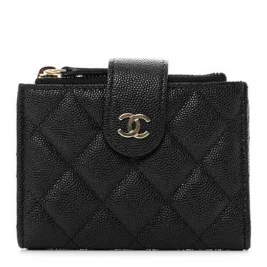 CHANEL Caviar Quilted Compact Zipped Pocket Wallet