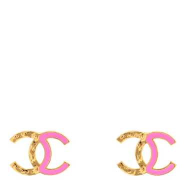 CHANEL Enamel CC Earrings Pink Gold - image 1