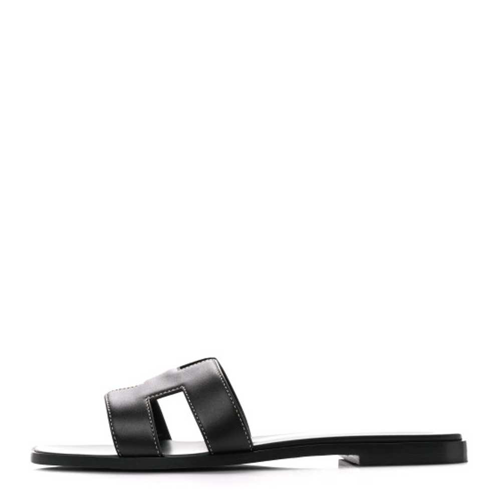 HERMES Box Calfskin Oran Sandals 39.5 Black - image 1