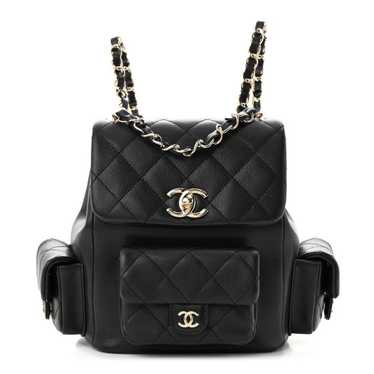 CHANEL Shiny Caviar Quilted Pockets Drawstring Ba… - image 1