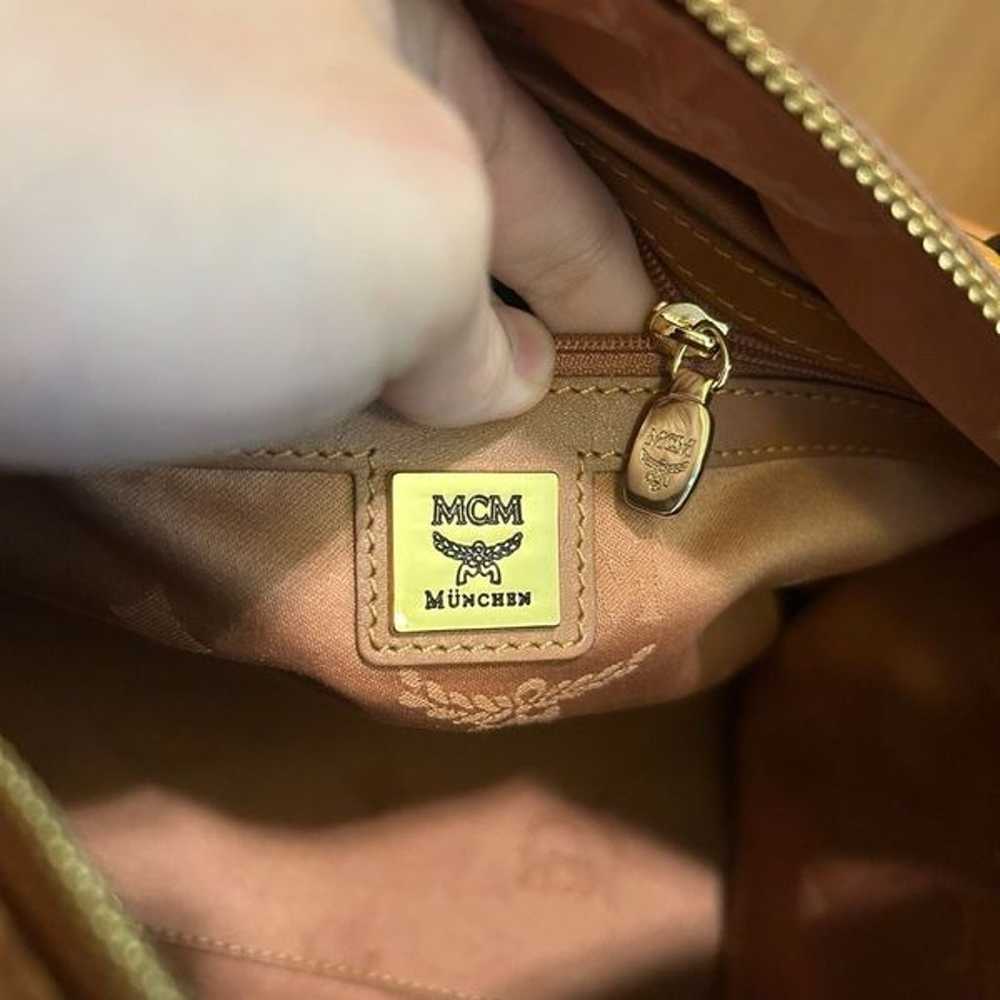 MCM Boston Cognac Leather Handbag with Bag Charm - image 5