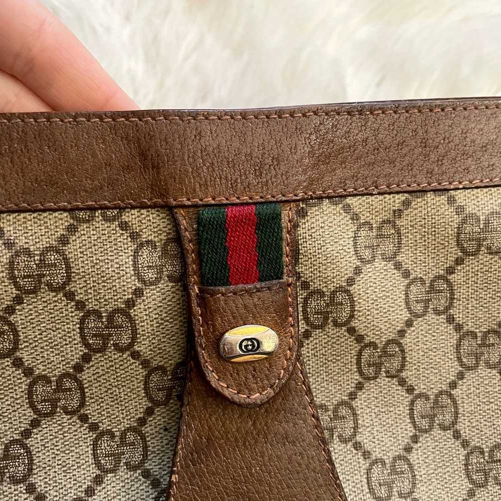 Gucci Vintage Clutch Brown Web Bag Logo Monogram … - image 10
