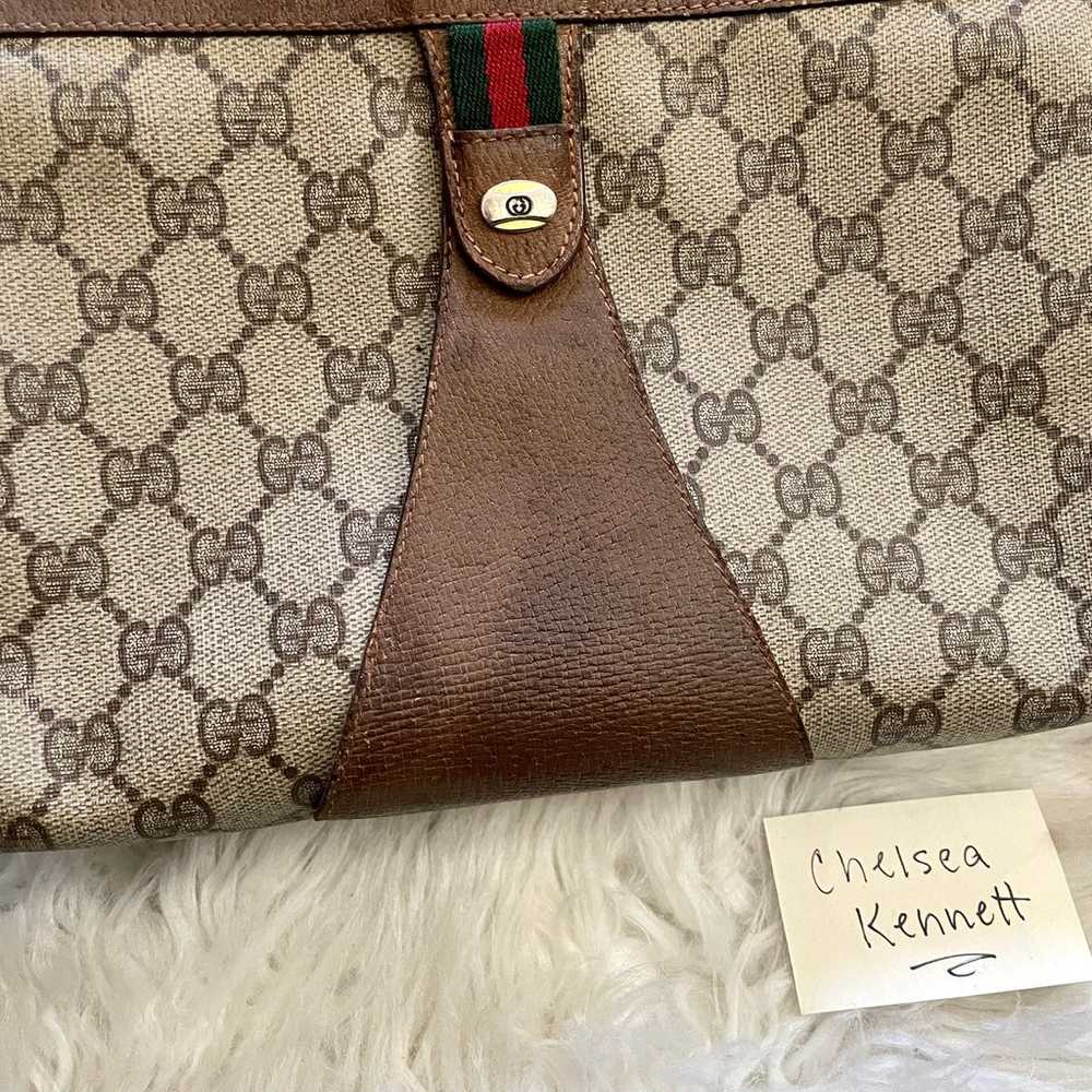 Gucci Vintage Clutch Brown Web Bag Logo Monogram … - image 3
