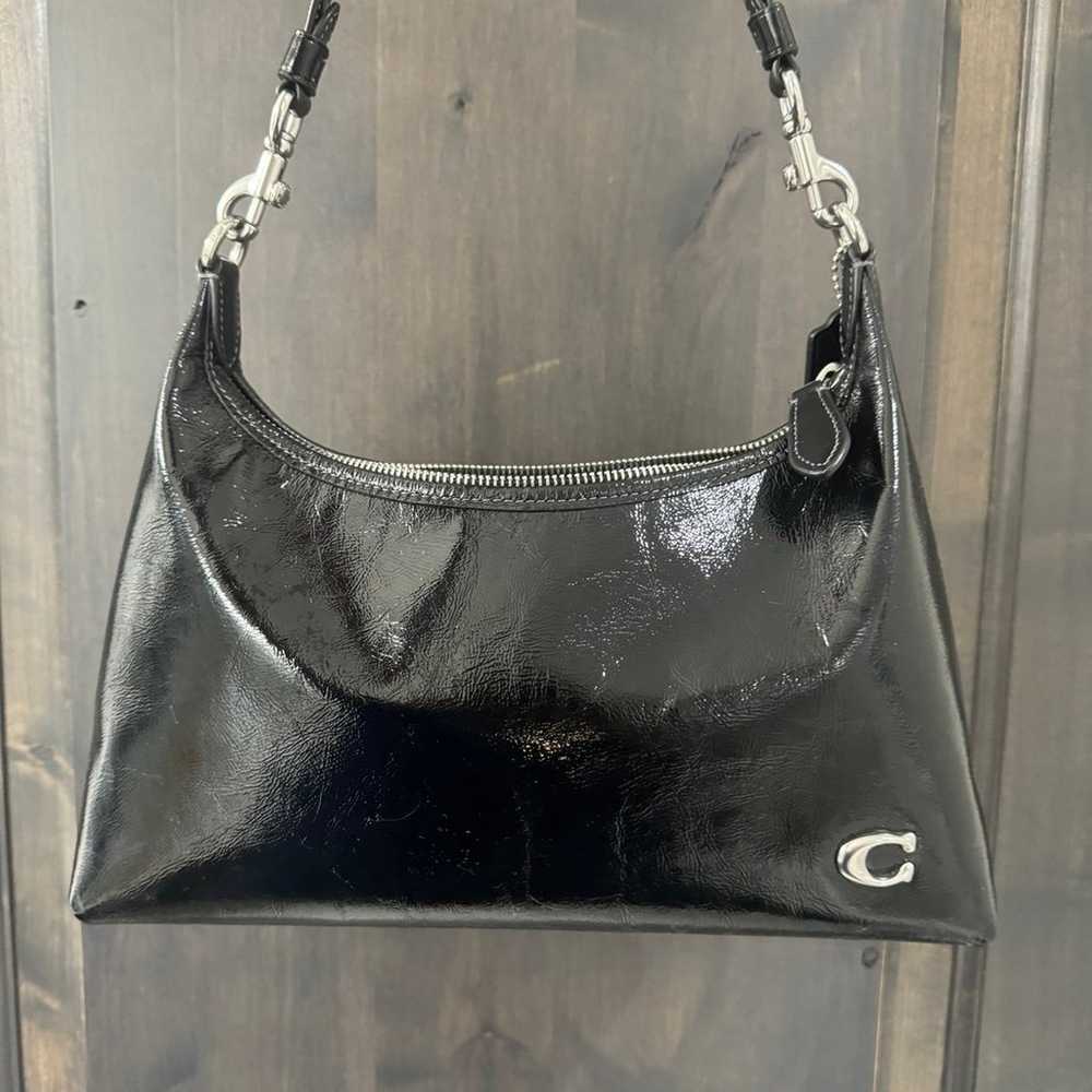 Coach Juliet Shoulder Bag in Black Glazed Leather - image 1