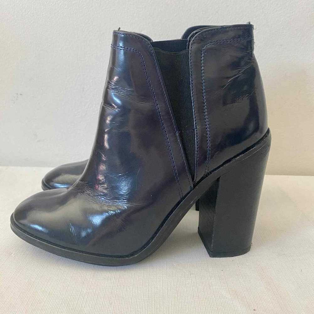 Zara Navy Blue Patent Heeled Ankle Boot Women's U… - image 4