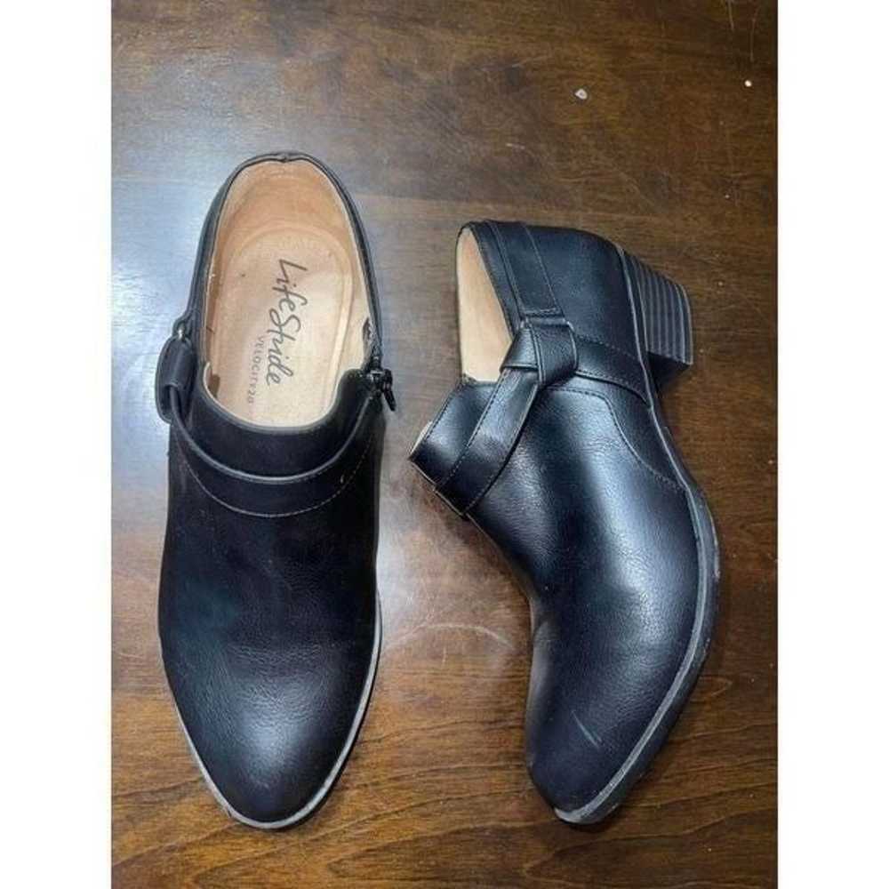 Lifestride black leather heeled booties - image 2