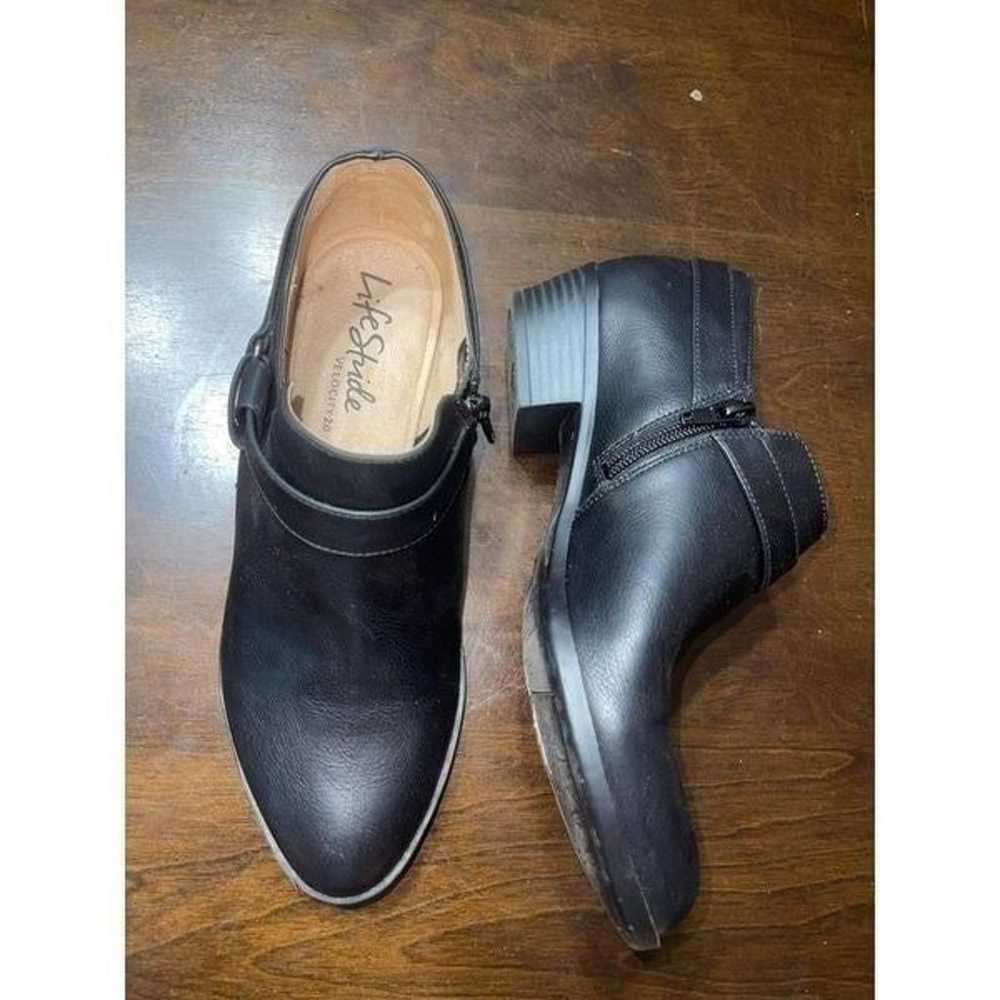 Lifestride black leather heeled booties - image 4