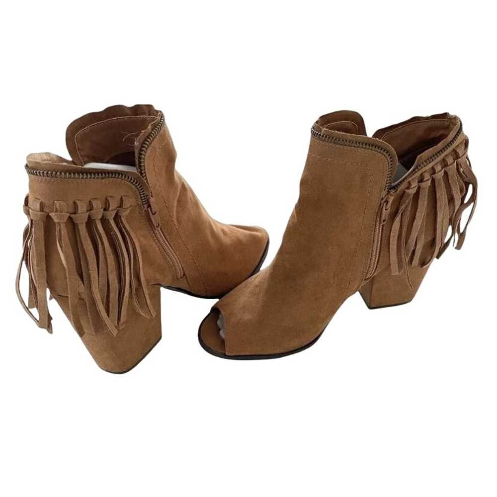DV by Dolce Vita Brown Suede Fringe Ankle Open To… - image 2