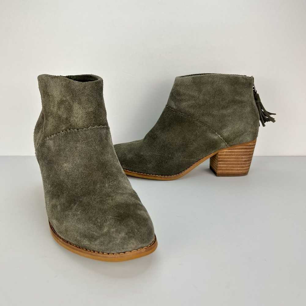 TOMS Bootie Green Suede Leather Western Ankle Boo… - image 1