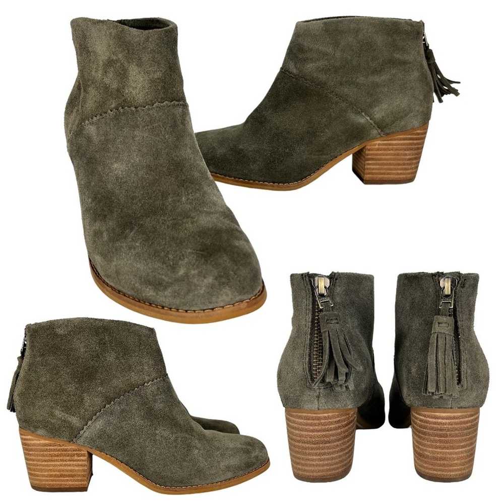 TOMS Bootie Green Suede Leather Western Ankle Boo… - image 9