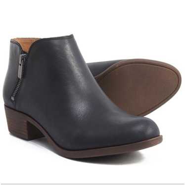 Lucky Brand - Burklee - Black leather ankle booti… - image 1