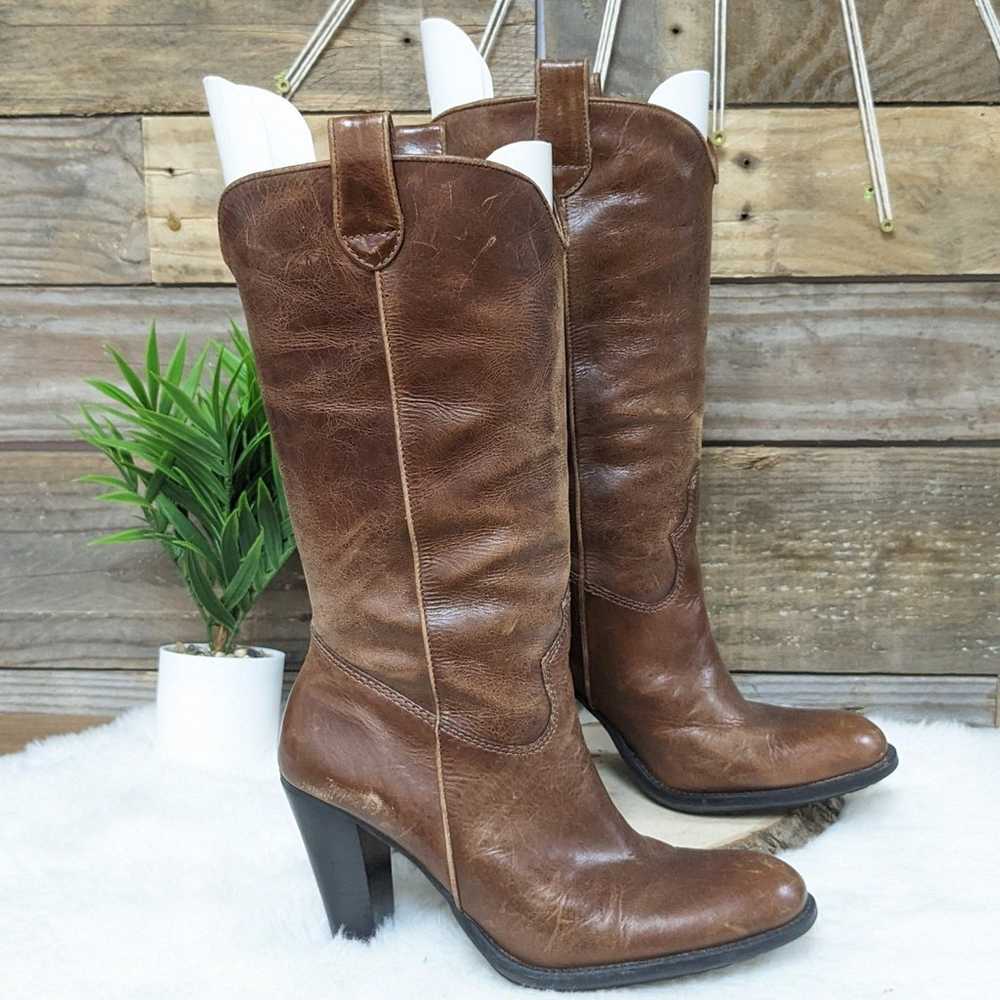 MIA Tall Rustic Leather Boots Sz 7.5 - image 1