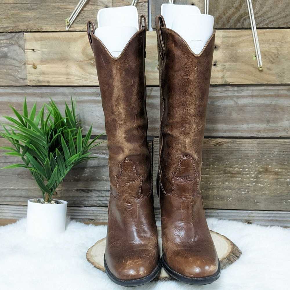 MIA Tall Rustic Leather Boots Sz 7.5 - image 3