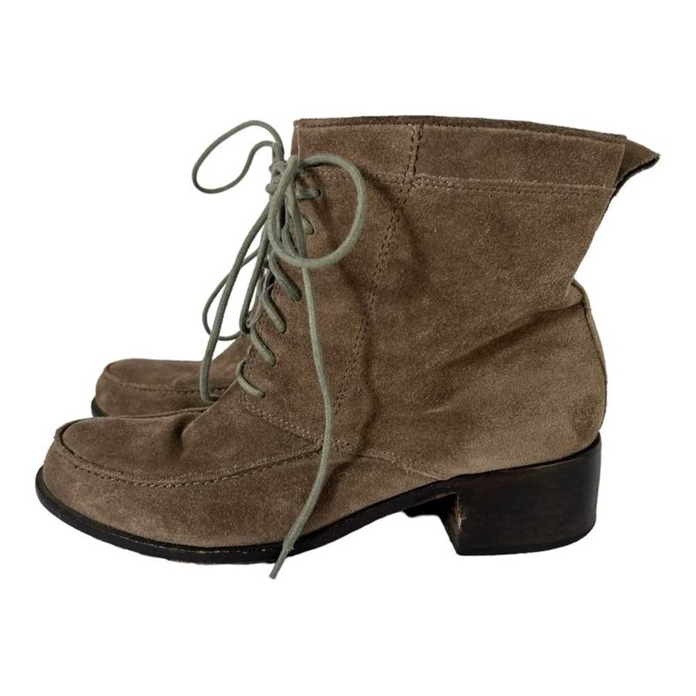 Elizabeth and James Tan Suede Lace-Up Bootie Size… - image 1