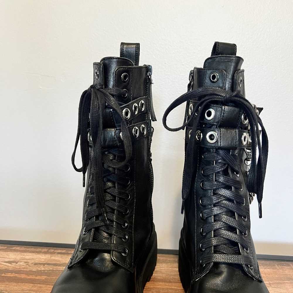 Zara Leather Platform  Black Combat Boots With Re… - image 10