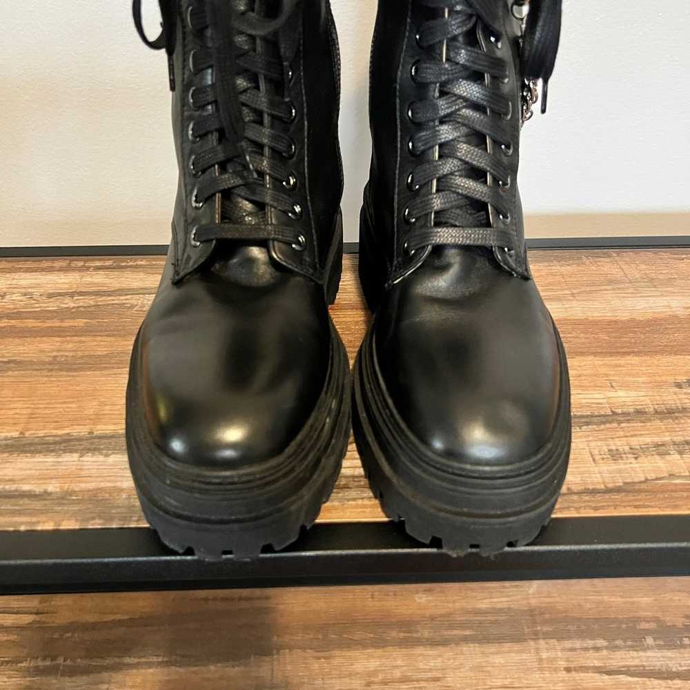 Zara Leather Platform  Black Combat Boots With Re… - image 11