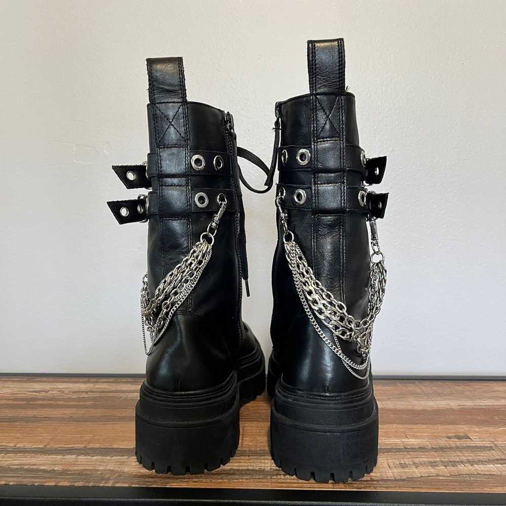 Zara Leather Platform  Black Combat Boots With Re… - image 4