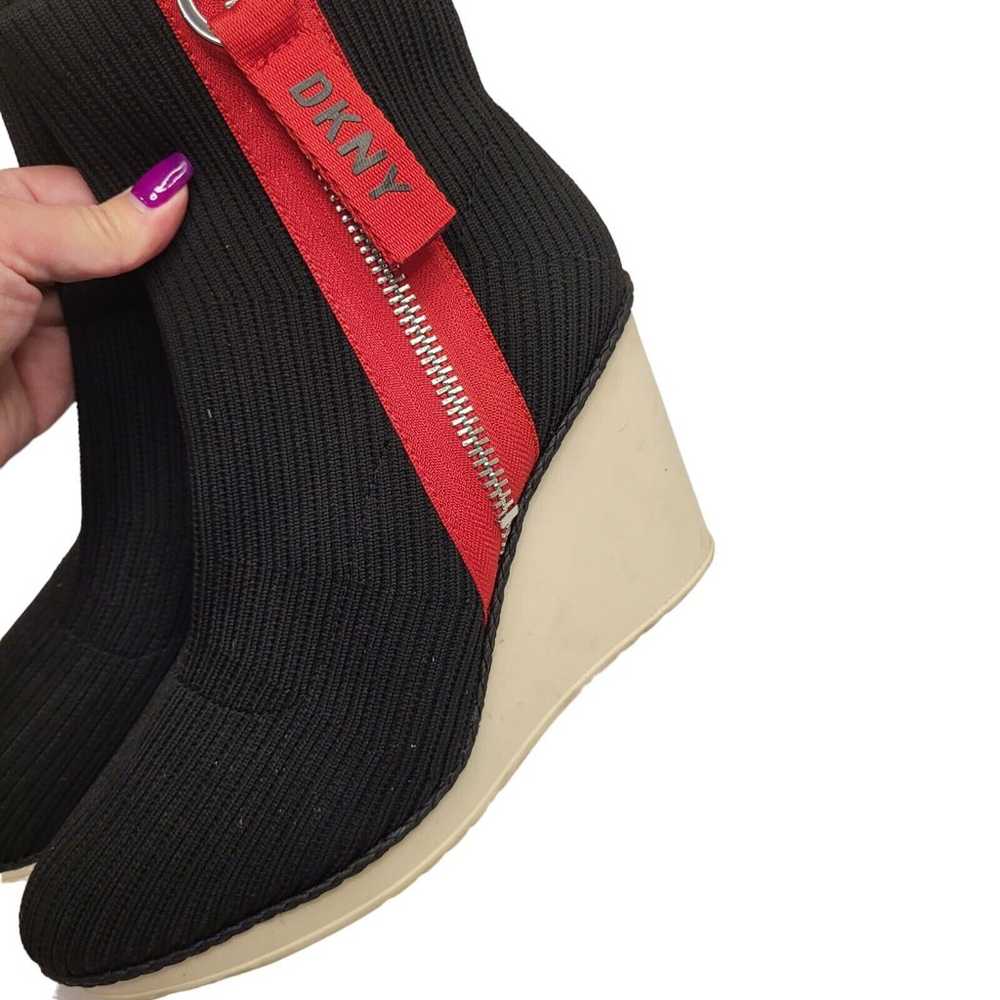 DKNY Warbi Black Knit Wedge Booties Women’s Size … - image 5
