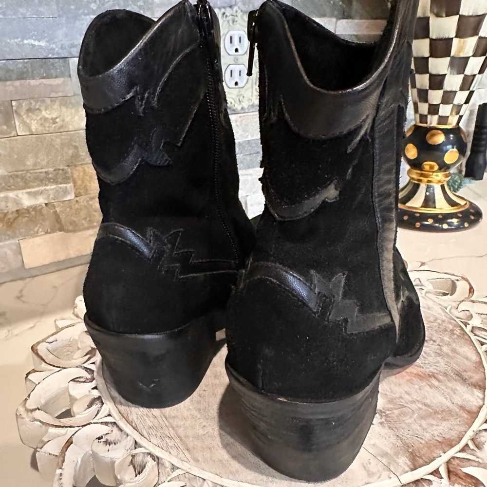 Reba Black Suede Cowboy Boots 6.5 - image 9