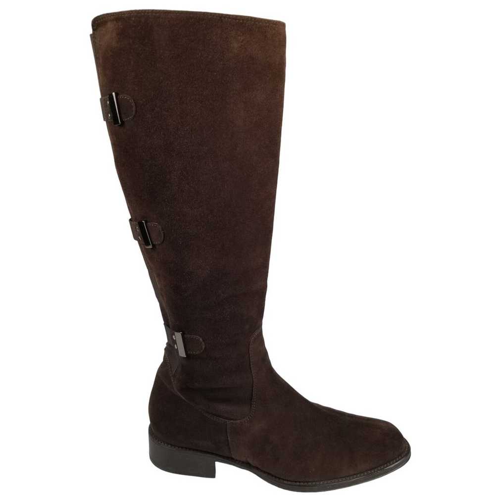 Aquatalia Unicorn Brown Suede Leather Tall Boots … - image 1