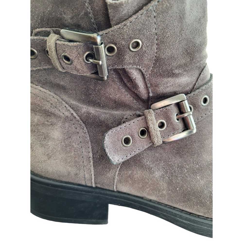 Aquatalia Gray Suede Leather Buckle Moto Boots Wo… - image 4