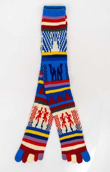 1970s NOS Knee High Knit Socks With Colorful Toes